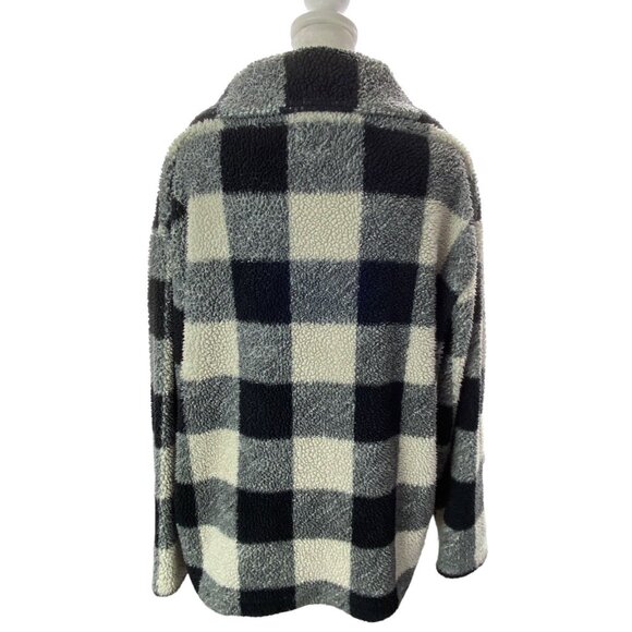 BILLABONG Women Fleece Jacket Sz M Black White Snap Closure Checker Beach 5-37 - Picture 16 of 16